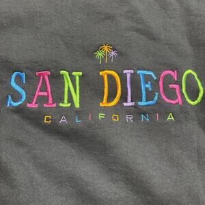 Vintage NWT 90’s San Diego California Rainbow Sweatshirt Black Large Beach NOS